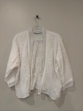 Michael Stars 100% Cotton White Eyelet Crochet Topper